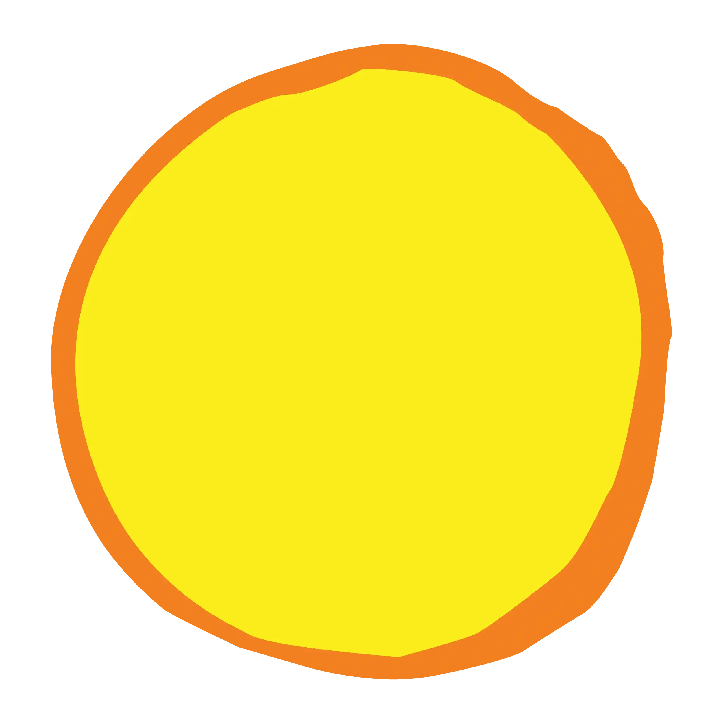 Bright yellow sun circle with orange outline